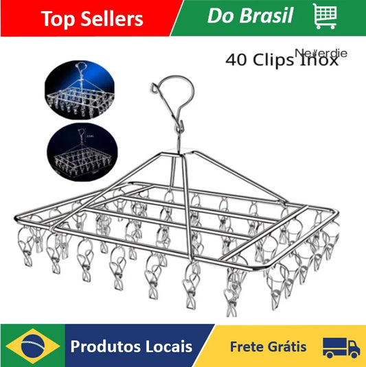 🧺⚡Varal Retrátil com 40 Prendedores de Aço Inox.🏠