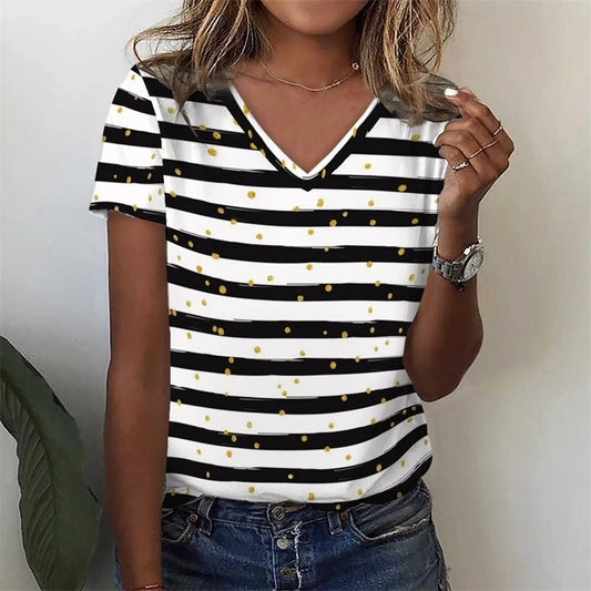 🔥Blusa Feminina Listrada Gola V A Peça que Transforma Seu Look em Segundos ✨