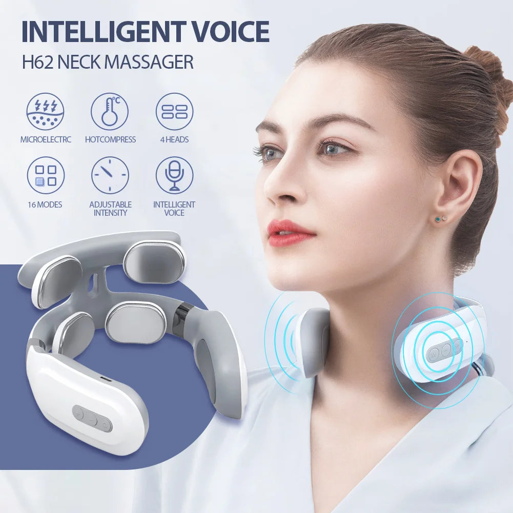 💆‍♂️✨ Massageador Cervical Inteligente com Aquecimento – Alívio Rápido para Dor no Pescoço –🧘‍♂️✨ Alívio Profissional em Casa ✨